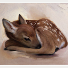 oil-on-paper-Deer-painting-2 Oil On Paper Deer Painting 2