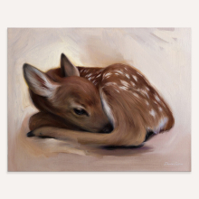 Oil on paper Deer painting