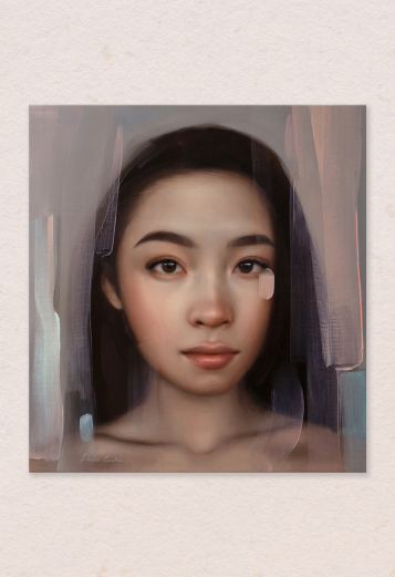 Oil on paper Gold Rose painting